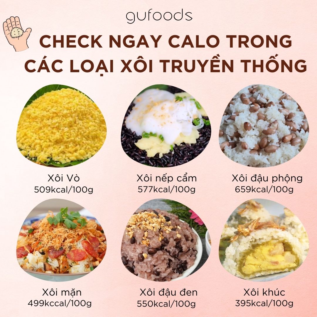 Check ngay calo trong các loại xôi truyền thống