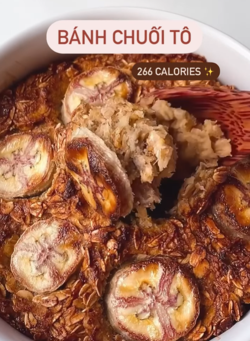 Cách làm Bánh chuối tô healthy chỉ 266 calories