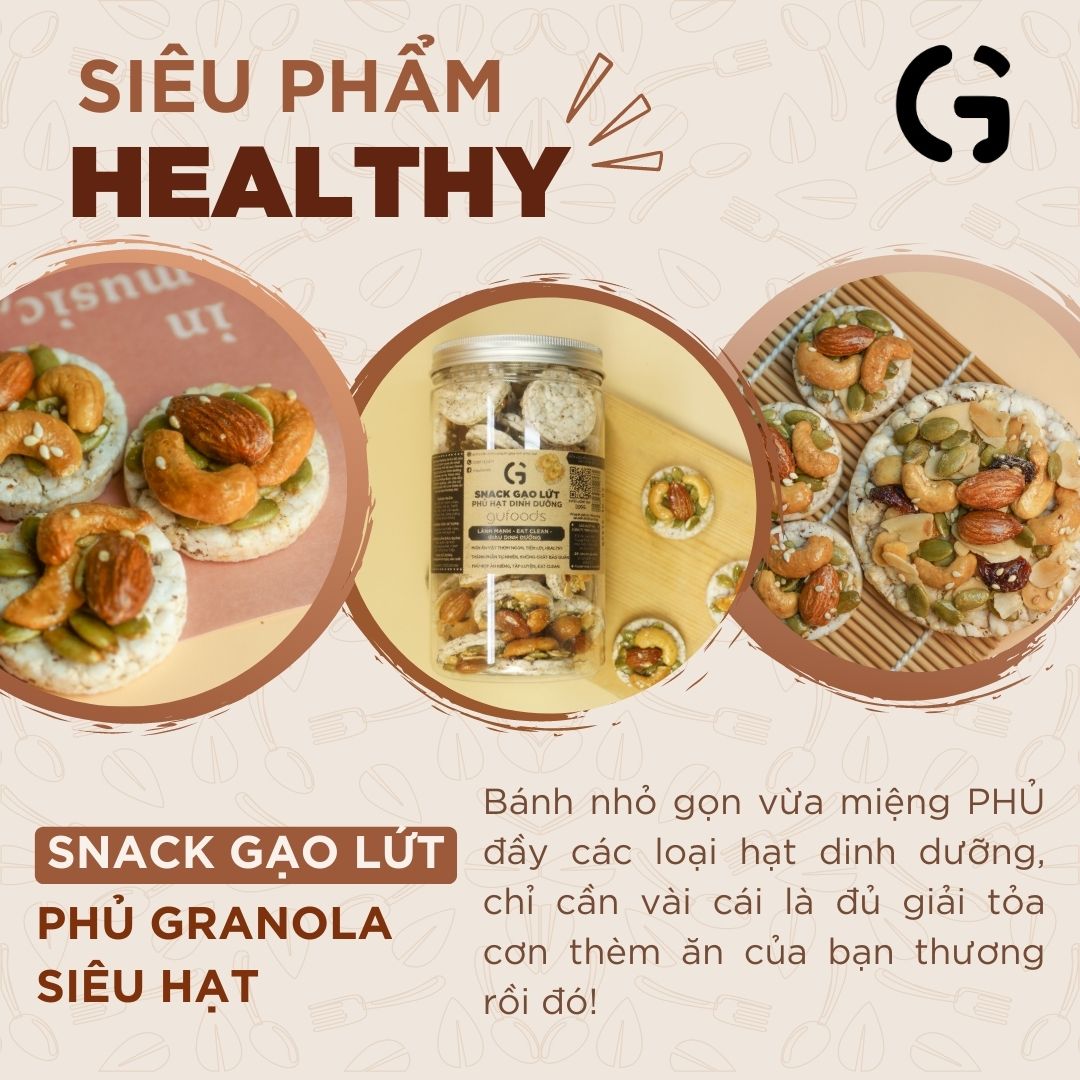 Snack gạo lứt phủ granola siêu hạt GUfoods (Hũ 200g)