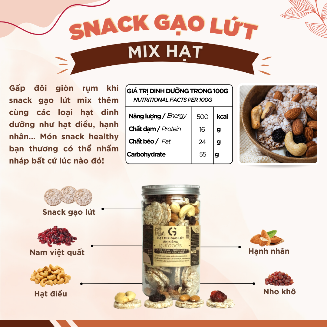 Snack gạo lứt phủ yến mạch socola GUfoods