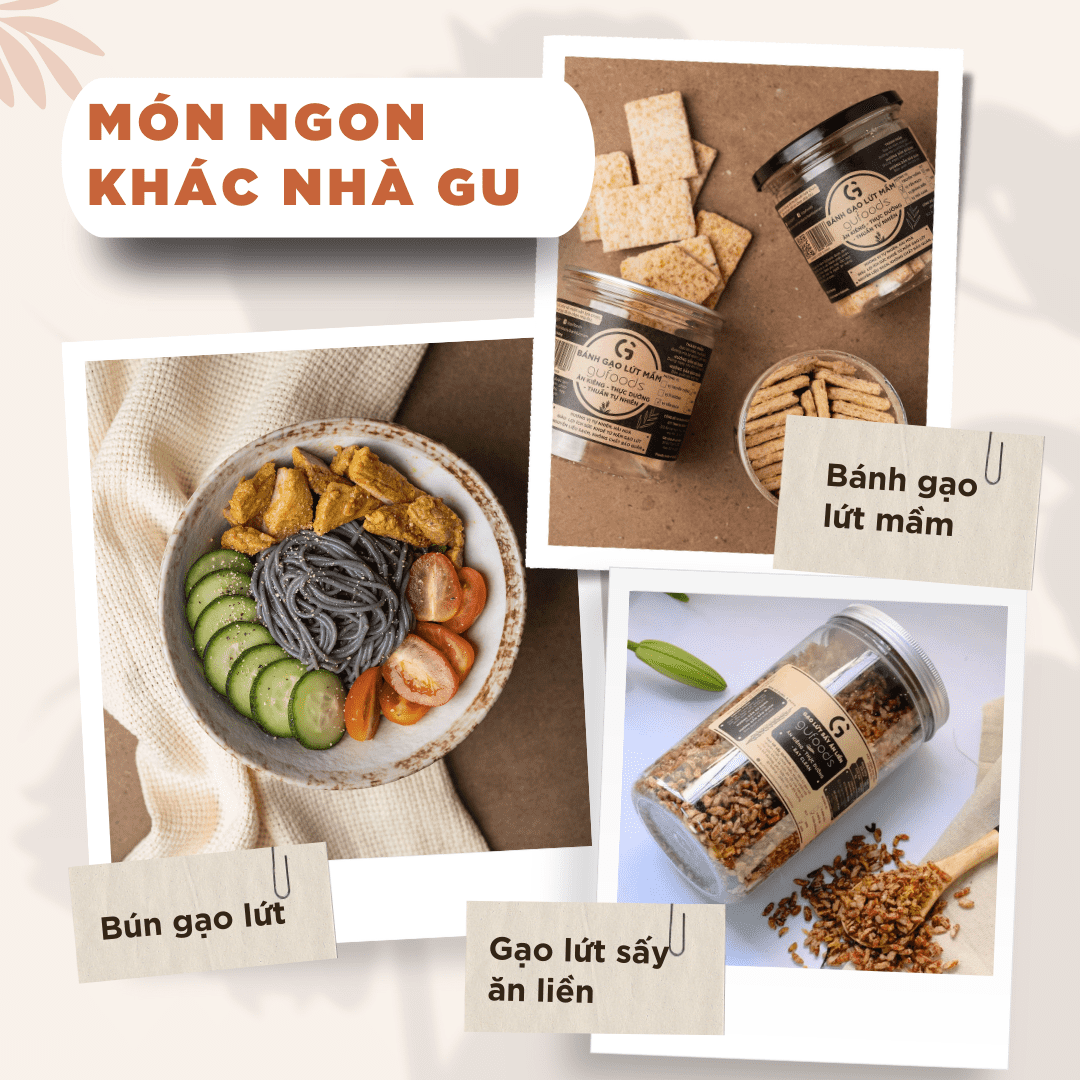Snack ăn kiêng gạo lứt ngũ cốc nguyên hạt GUfoods - Thanh đạm