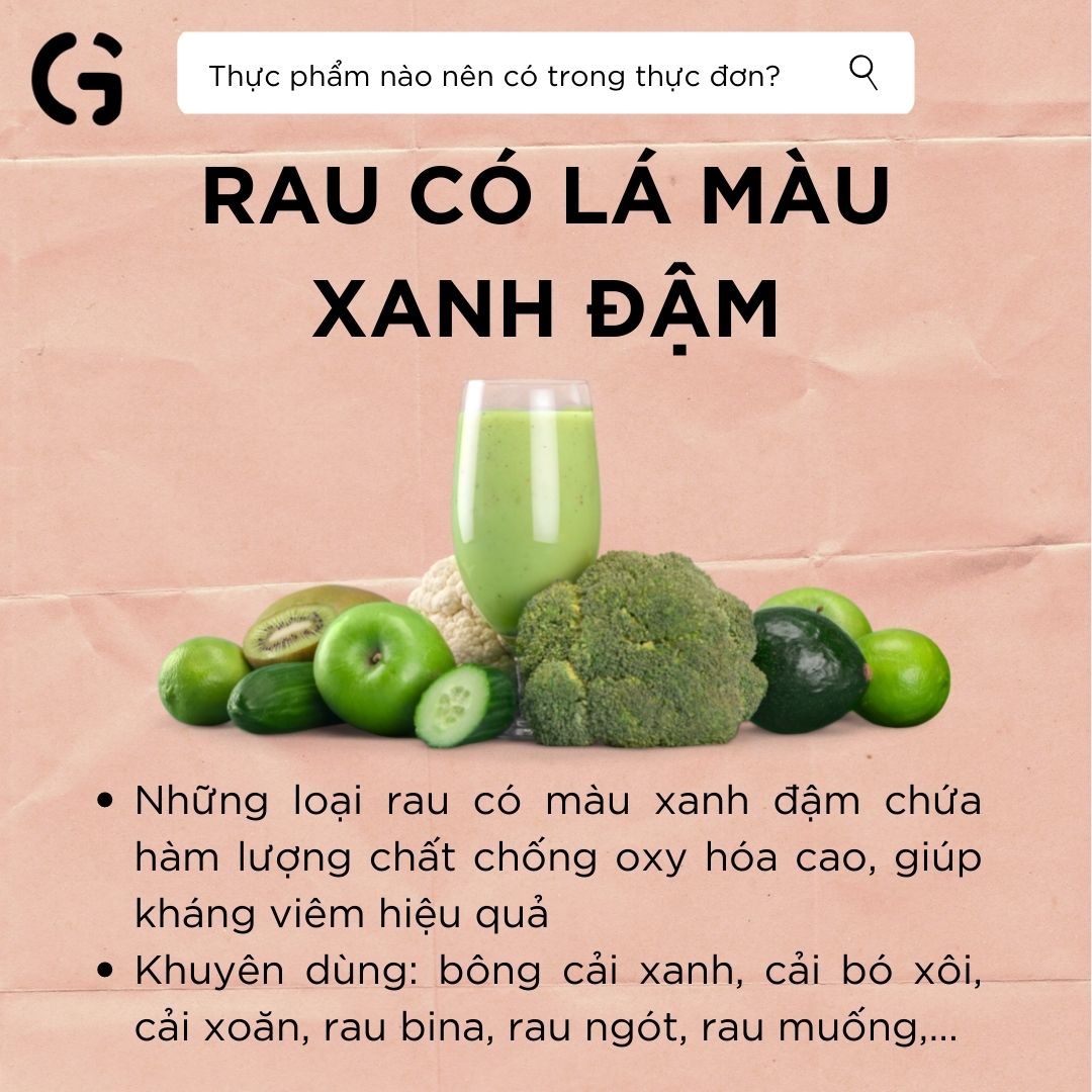 Rau có lá màu xanh đậm nên có trong thực đơn trước và sau khi tiêm vaccine