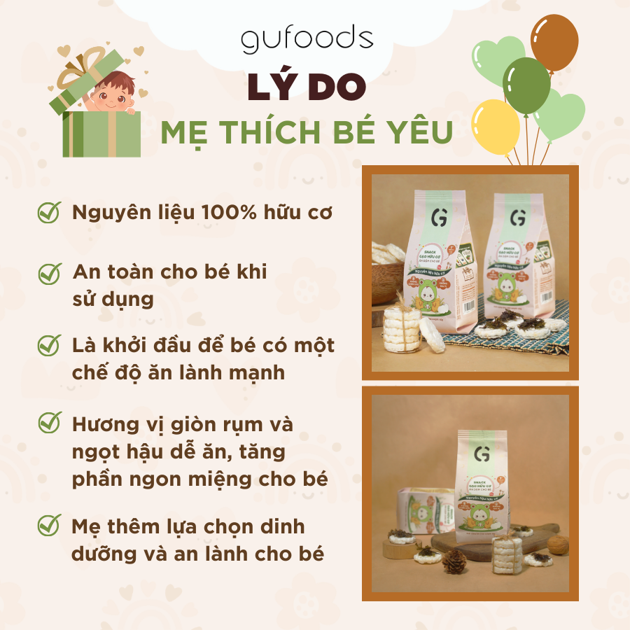 Snack gạo hữu cơ ăn dặm cho bé