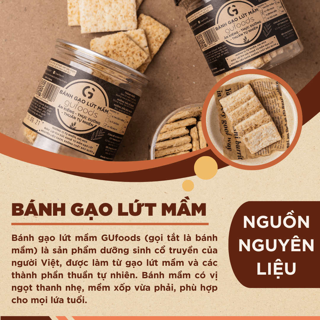 Bánh gạo lứt mầm GUfoods (bánh mầm) - Vị Yến mạch