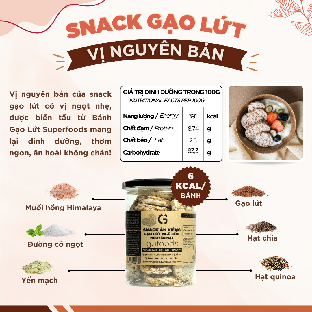 Snack gạo lứt nguyên hạt