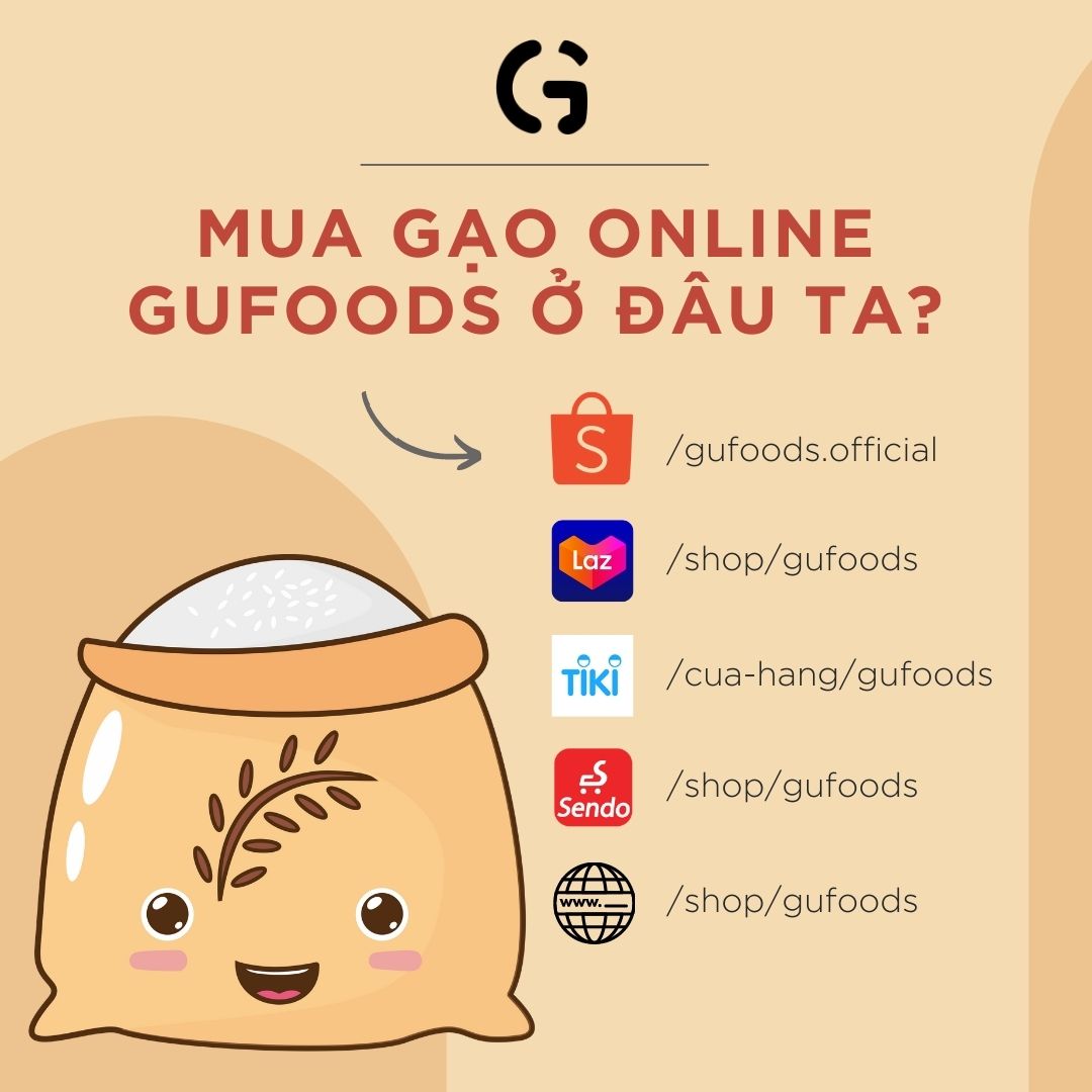 Mua gạo online của GUfoods trên các sàn TMĐT