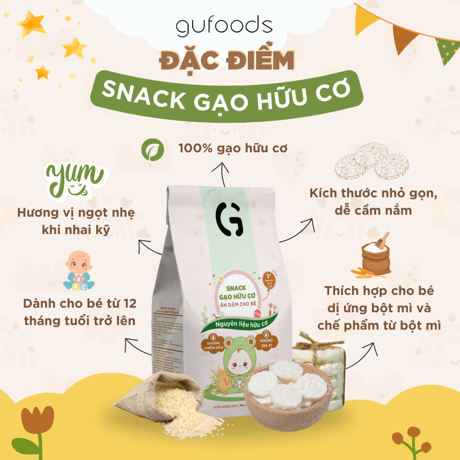 Snack gạo hữu cơ ăn dặm cho bé