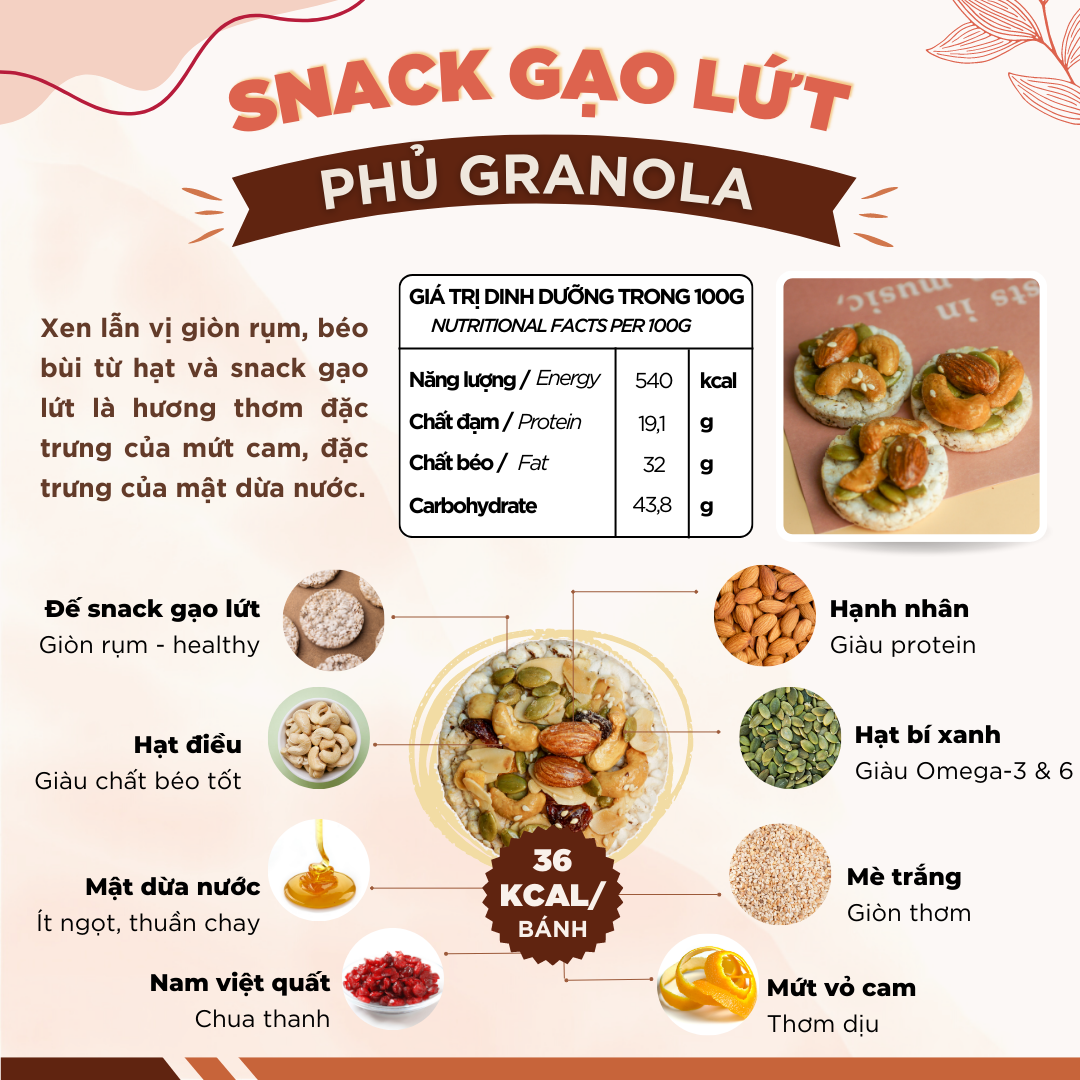 Snack gạo lứt phủ yến mạch socola GUfoods