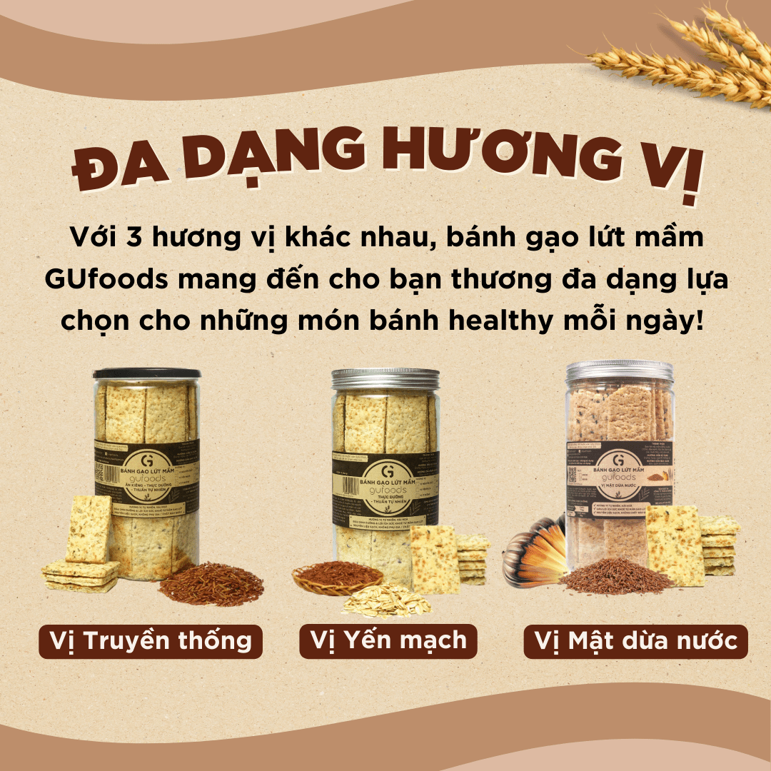 Bánh gạo lứt mầm GUfoods (bánh mầm) - Vị Yến mạch