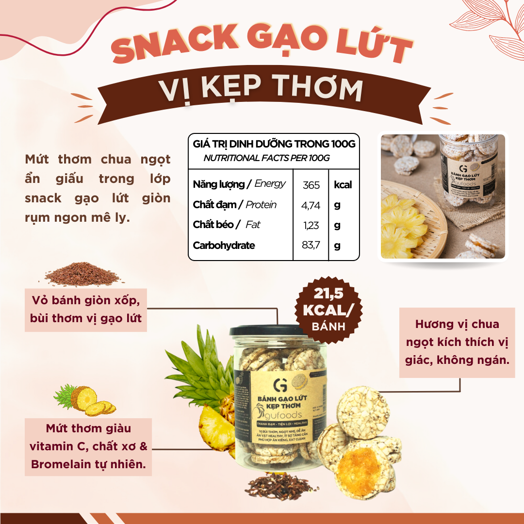 Snack gạo lứt phủ yến mạch socola GUfoods