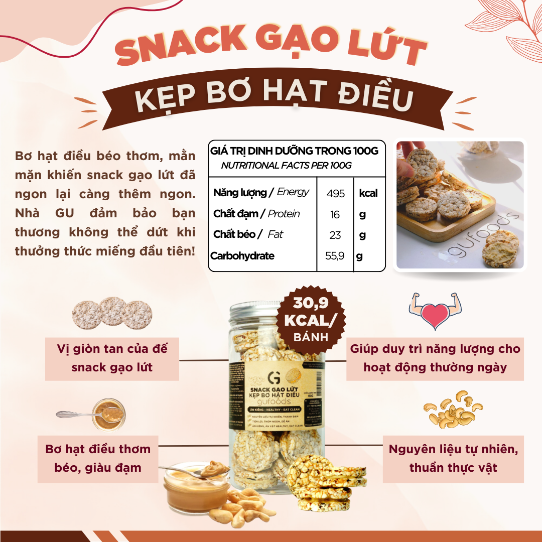 Snack gạo lứt phủ yến mạch socola GUfoods