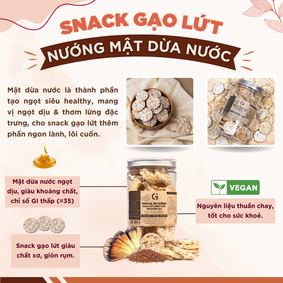Snack gạo lứt phủ yến mạch socola GUfoods