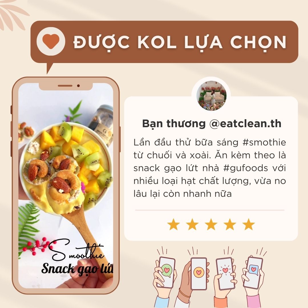 Snack gạo lứt phủ granola siêu hạt GUfoods (Hũ 200g)