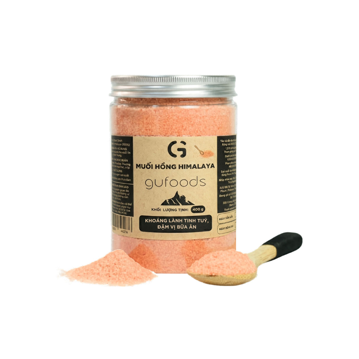 Muối hồng Himalaya GUfoods (dạng hạt mịn) - Tự nhiên, Giàu khoáng chất vi lượng, Không phụ gia, Không tinh chế