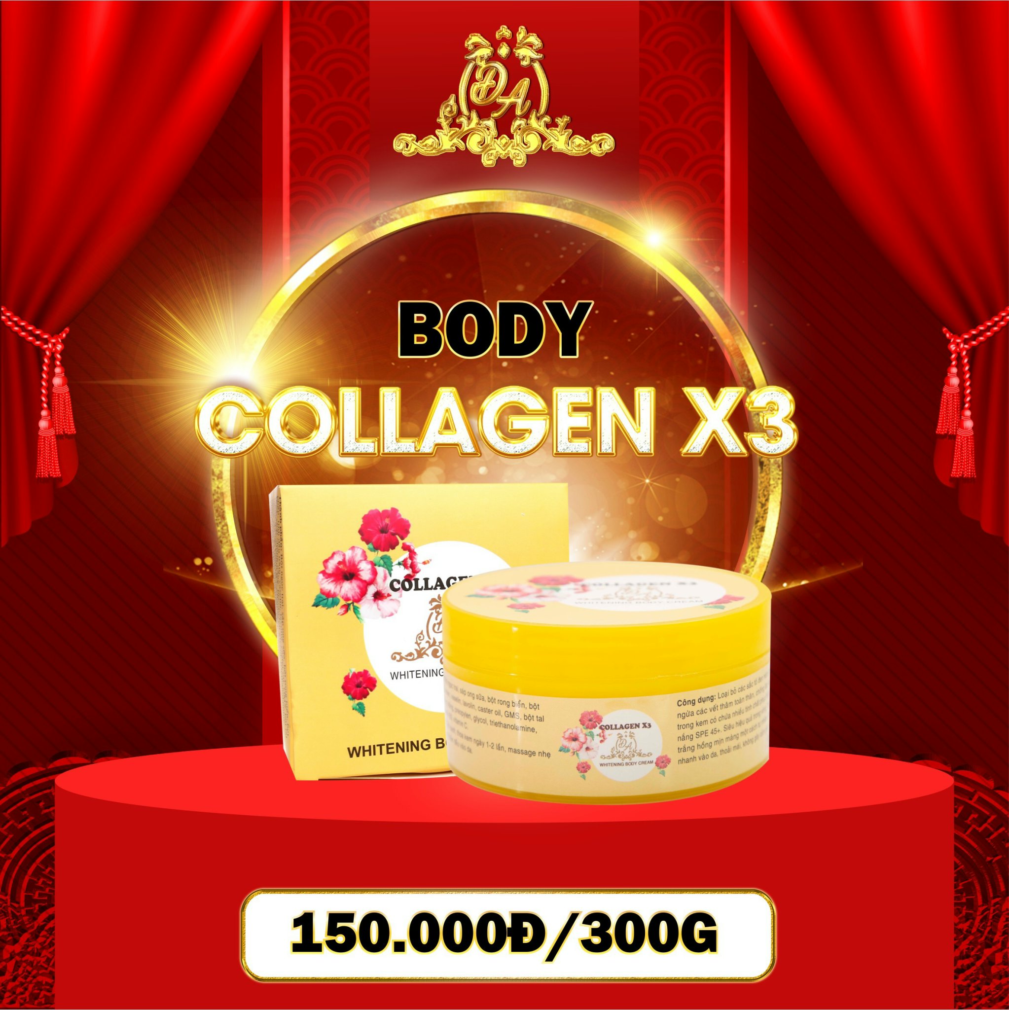 Bộ Đôi Nâng Tông Body Cream & Kích Trắng Collagen X3 Mỹ Phẩm Đông Anh™ Chính Hãng