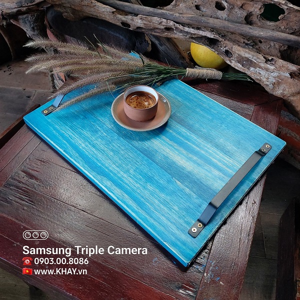 Khay gỗ màu xanh dương