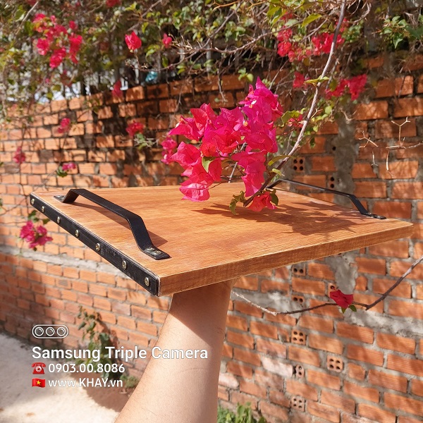Khay gỗ sơn màu nâu giả cổ không chì không thủy ngân