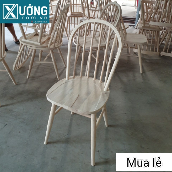 Phôi ghế gỗ cao su 6 nan cao