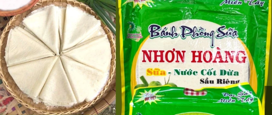 Bánh phồng sữa ăn liền Nhơn Hoàng nước cốt dừa sầu riêng đặc sản Tiền Giang