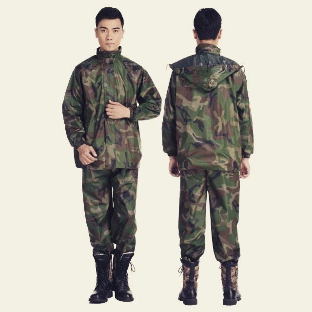 Áo mưa bộ vải dù họa tiết lính rằn ri cao cấp