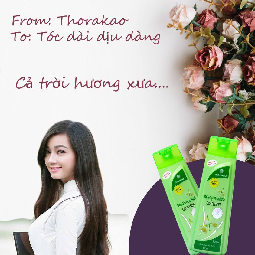 Dầu gội hoa bưởi Thorakao cải thiện rụng tóc và kích mọc tóc 400ml