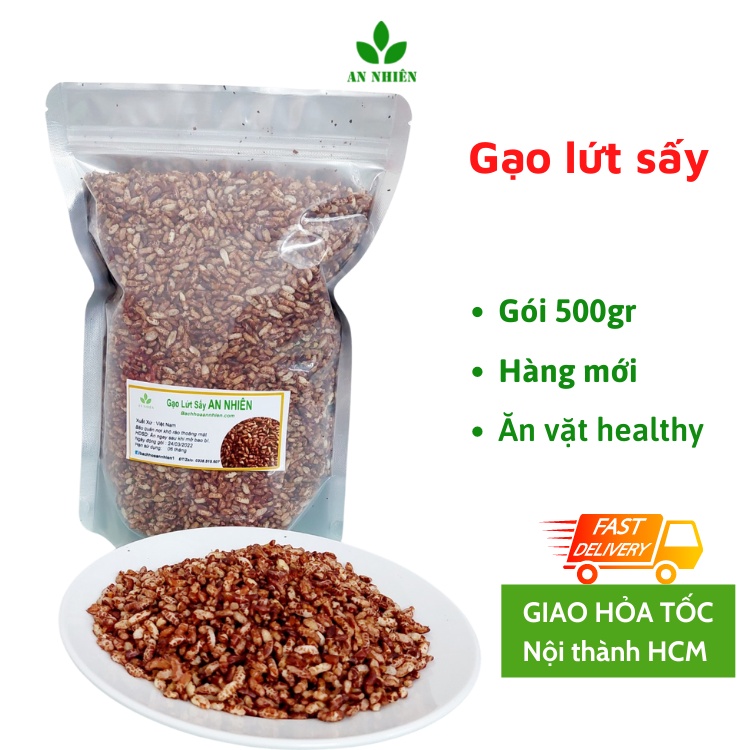 Gạo lứt sấy khô ăn liền, gạo lứt sấy giảm cân An Nhiên gói 500g
