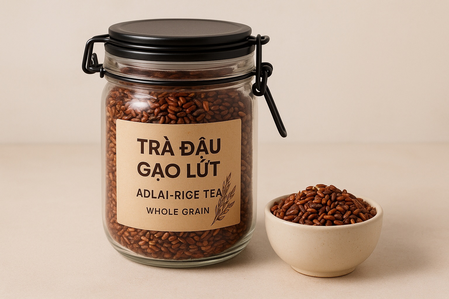 Bảo quản trà đậu gạo lứt trong hộp kín tránh ẩm