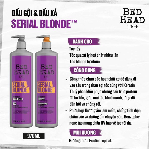 Cặp Gội Xả Tigi Bed Head 970ml