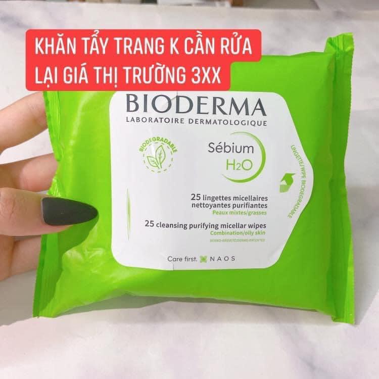 Khăn Tẩy Trang Bioderma Xanh Tách Set
