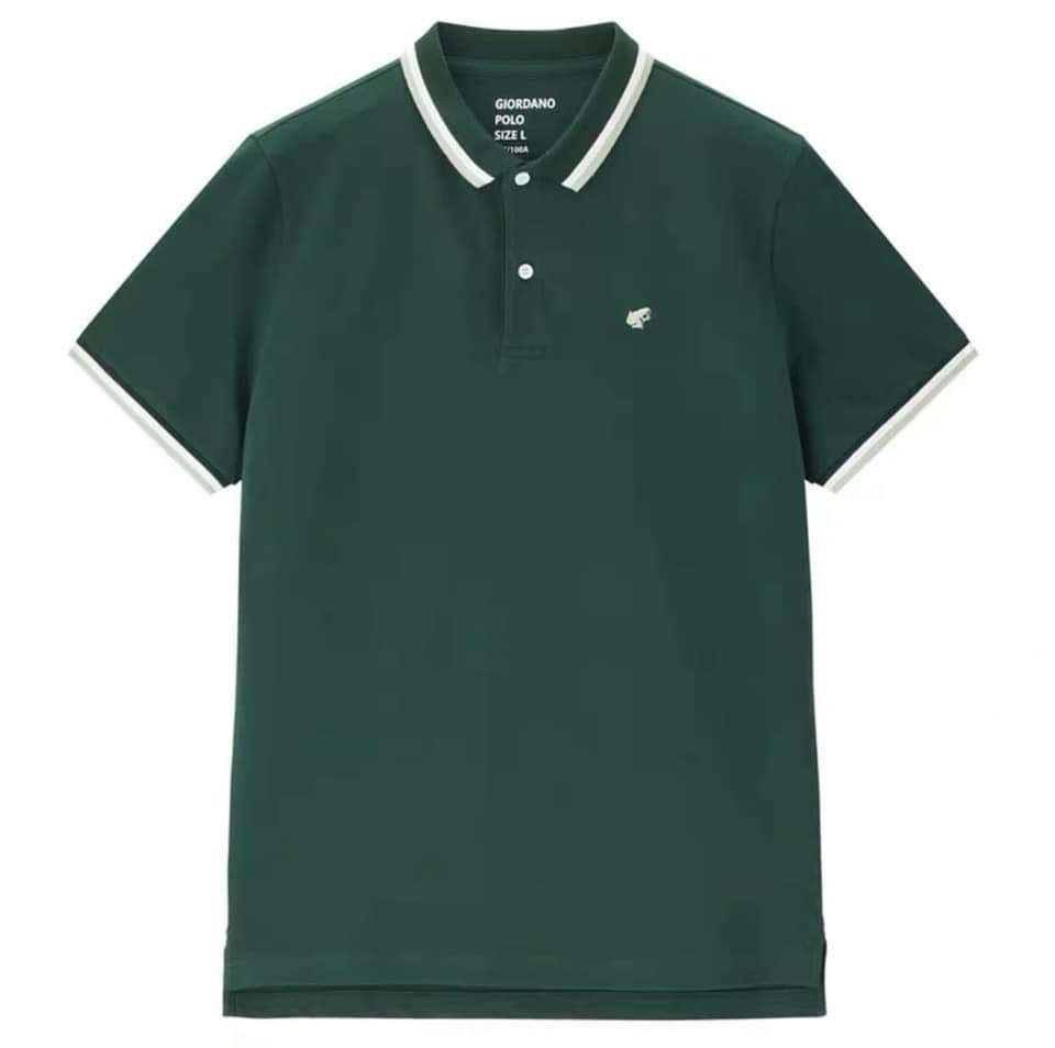 Áo Polo Giordano Màu Xanh Rêu Logo Con Ếch Size M