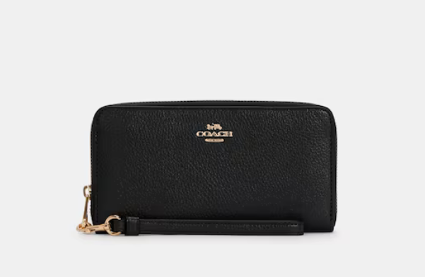 ví coach long zip around wallet in signature canvas