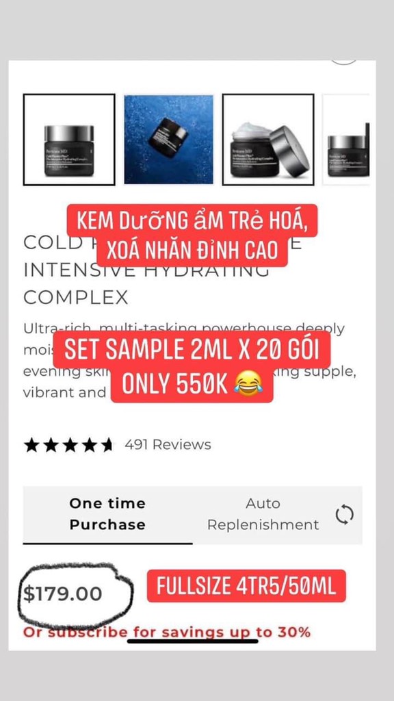 10 sample kem dưỡng xoá nhăn perricone MD cold plasma plus+ 2ml