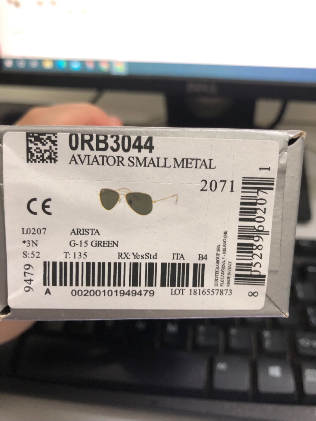 Kính Rayban Orb3044 Gọng Vàng Lens Xanh Rêu 52/14/135