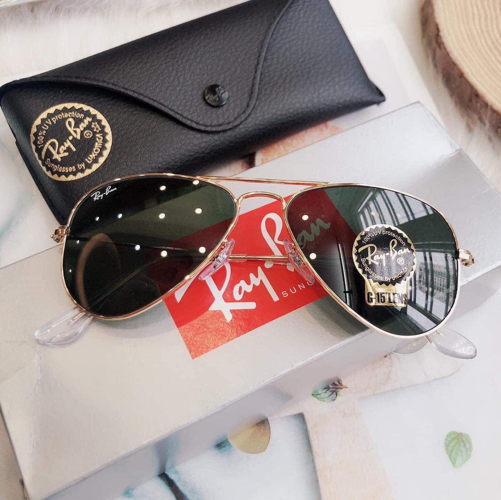 Kính Rayban Orb3044 Gọng Vàng Lens Xanh Rêu 52/14/135