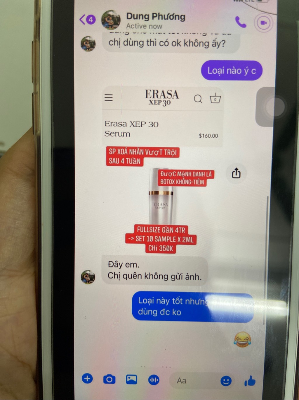 Set 10 sample erasa xep 30 serum 2ml