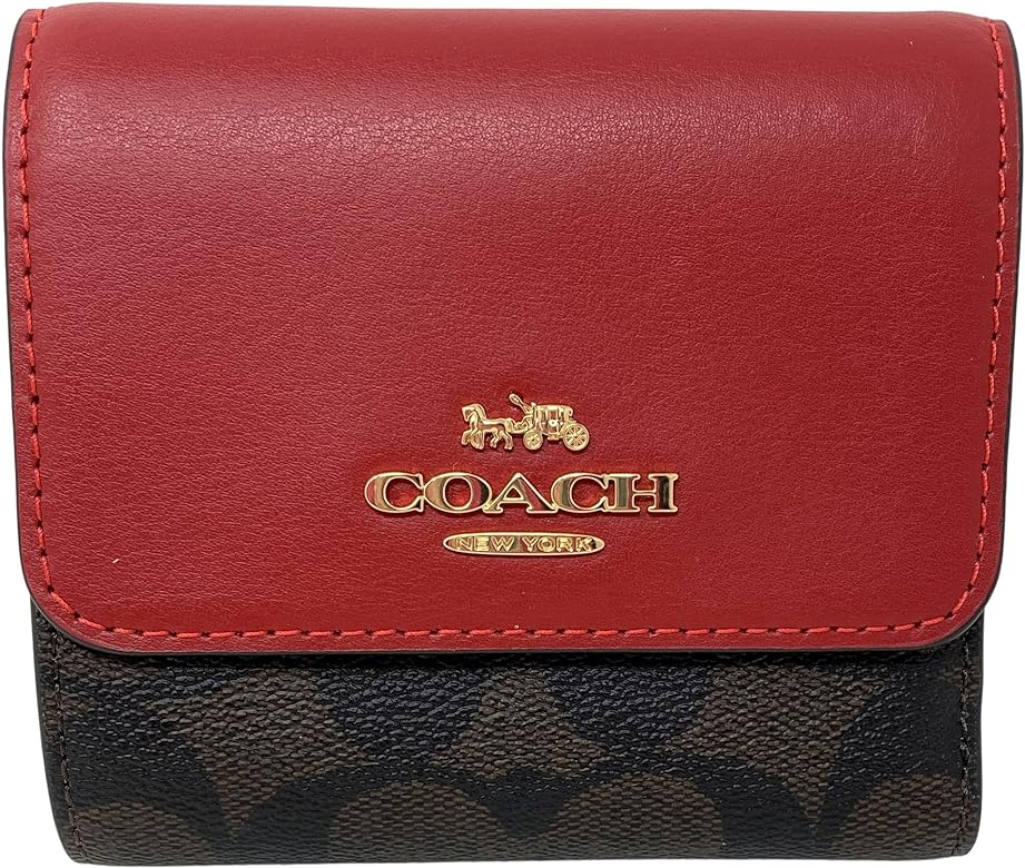 Ví Coach gập ba small trifold wallet in signature canvas