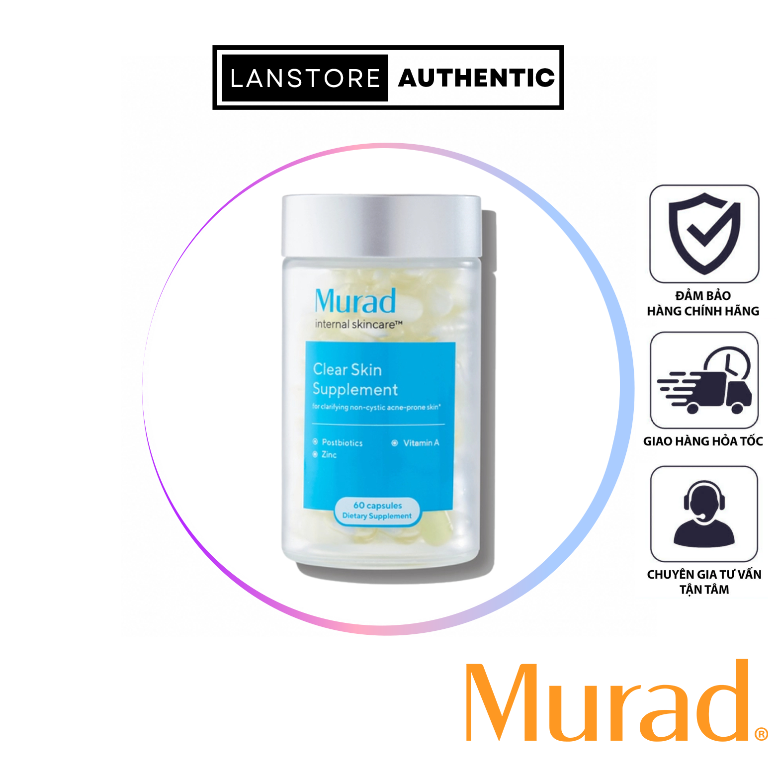 Murad - Viên uống trị mụn mới Murad Clear Skin Supplement 60v