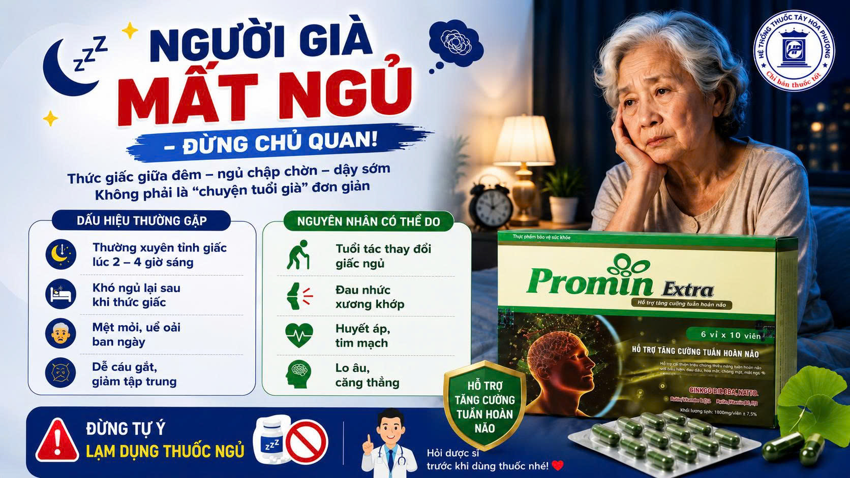 NGƯỜI GIÀ MẤT NGỦ – ĐỪNG CHỦ QUAN VÌ CÓ THỂ ẢNH HƯỞNG ĐẾN SỨC KHỎE LÂU DÀI