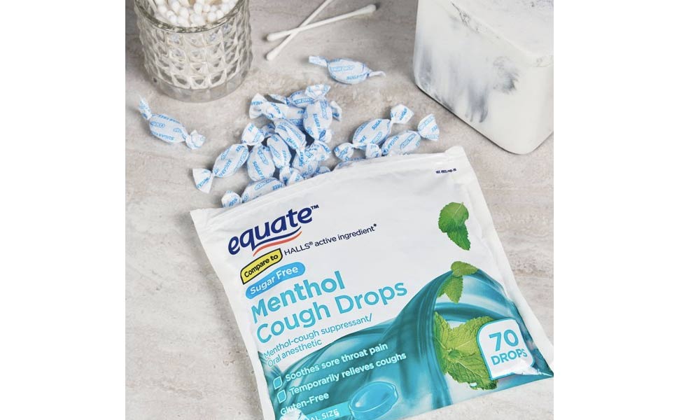 Kẹo không đường giảm ho Equate Sugar Free Cough Drops 70 viên Honestmart