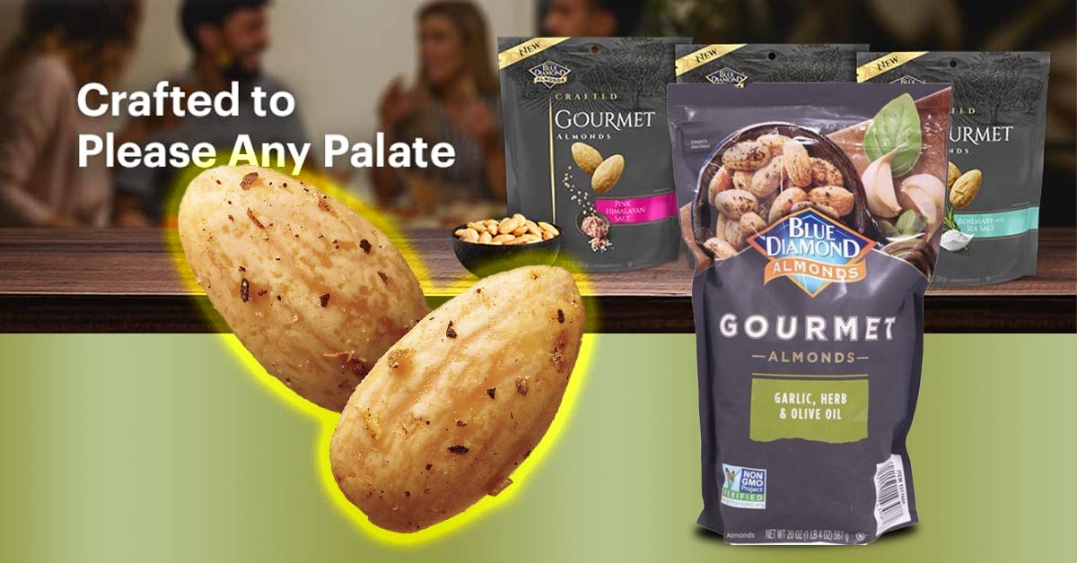 Hạnh nhân tỏi , thảo mộc & dầu Olive Blue Diamond Almonds garlic herb