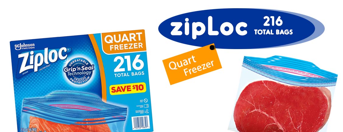 Amazon.com: Ziploc 1/2 gallon Freezer Bags, 144 Count (Pack of 36),  Original Version : Health & Household