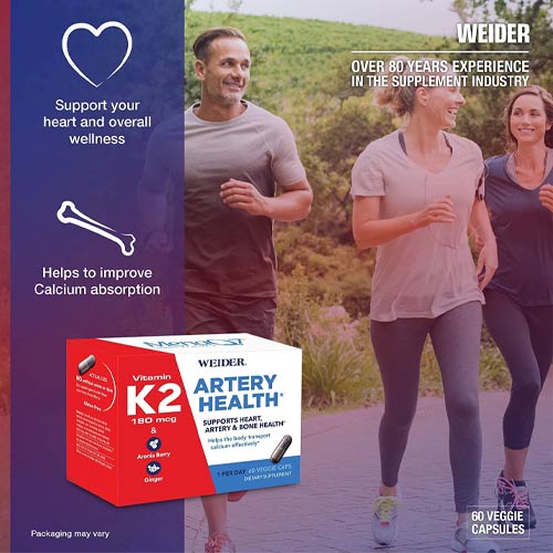 Bảo vệ tim và xương Weider Artery Health Vitamin K2 180mcg 60 viên