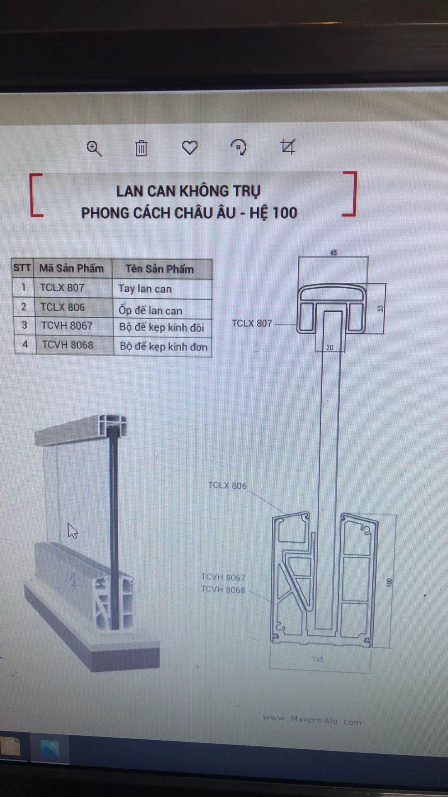 Tay Vịn Nhôm Maxpro MEGA (Màu Sâm Panh - 80*46.5* 2.2mm)