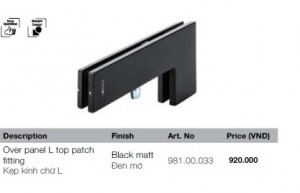 Kẹp kính chữ L Hafele màu đen 981.00.033