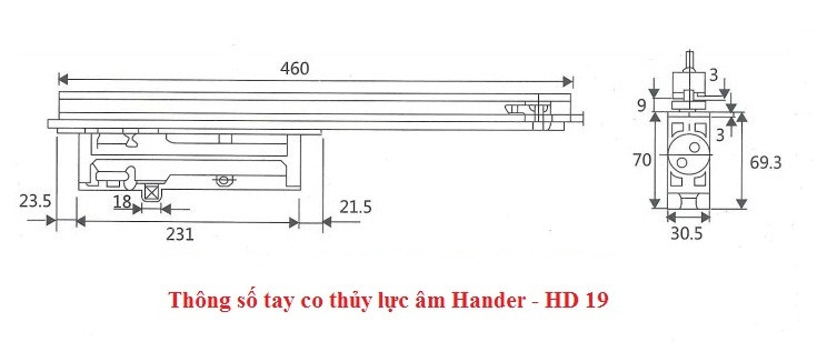 Tay Co Thủy Lực Hander âm cửa HD19