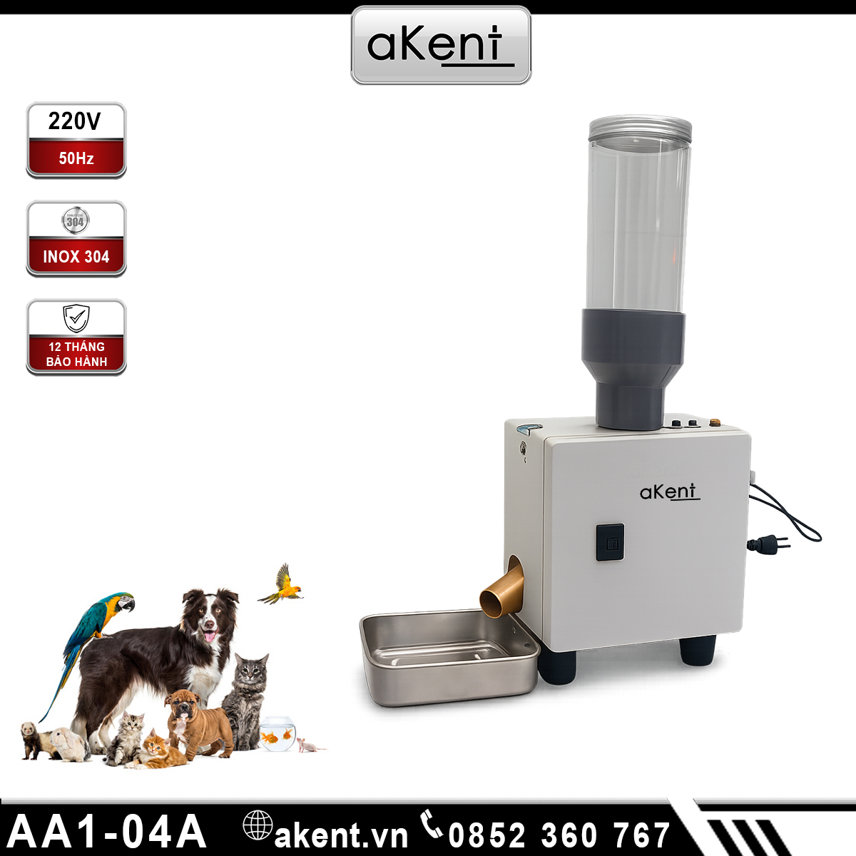 Máy cho thú cưng ăn tự động cài đặt thời gian đơn giản siêu bền chứa 1.5kg AA1-04A