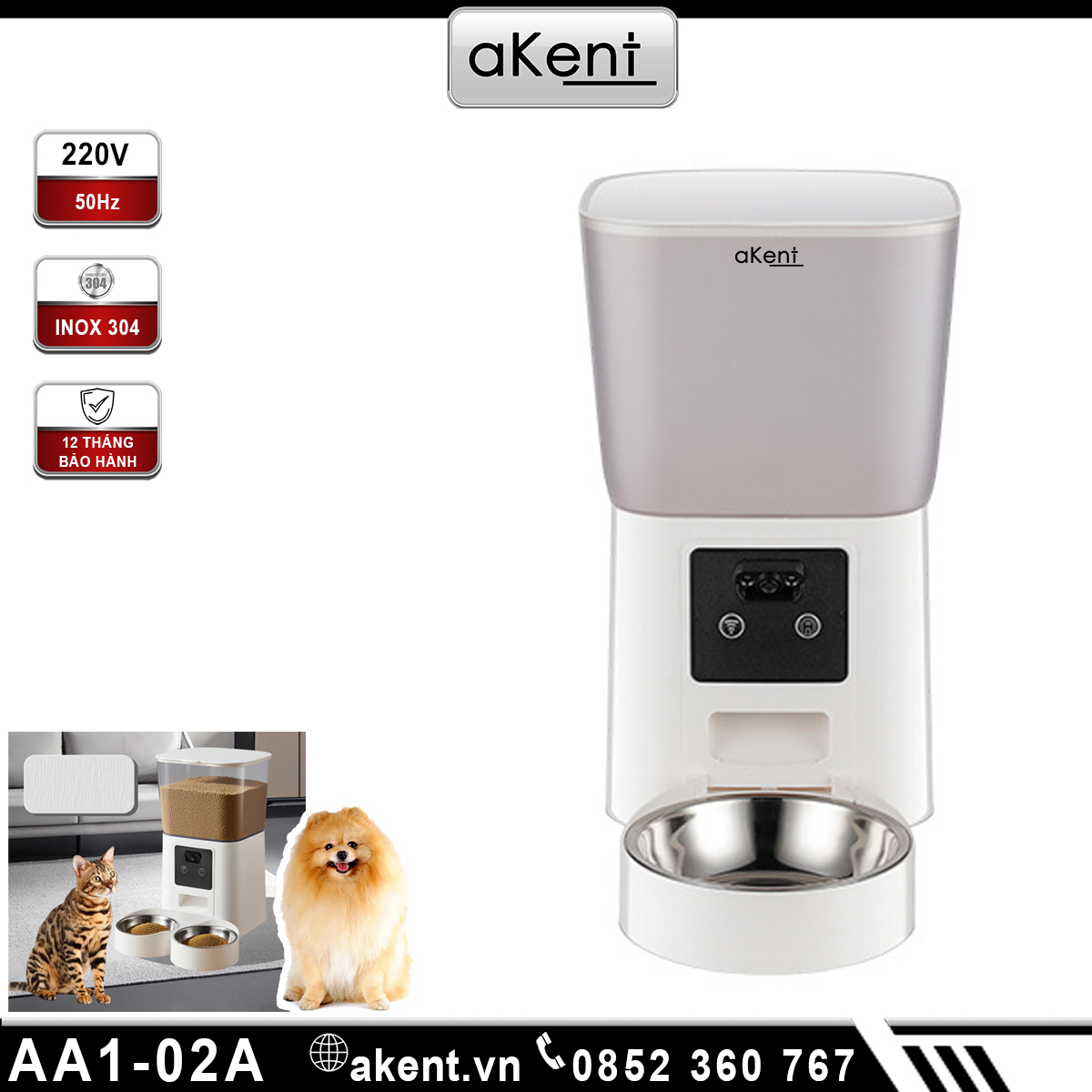 Máy cho thú cưng ăn tự động cài đặt tại chổ loại 5.5lit AA1-02A