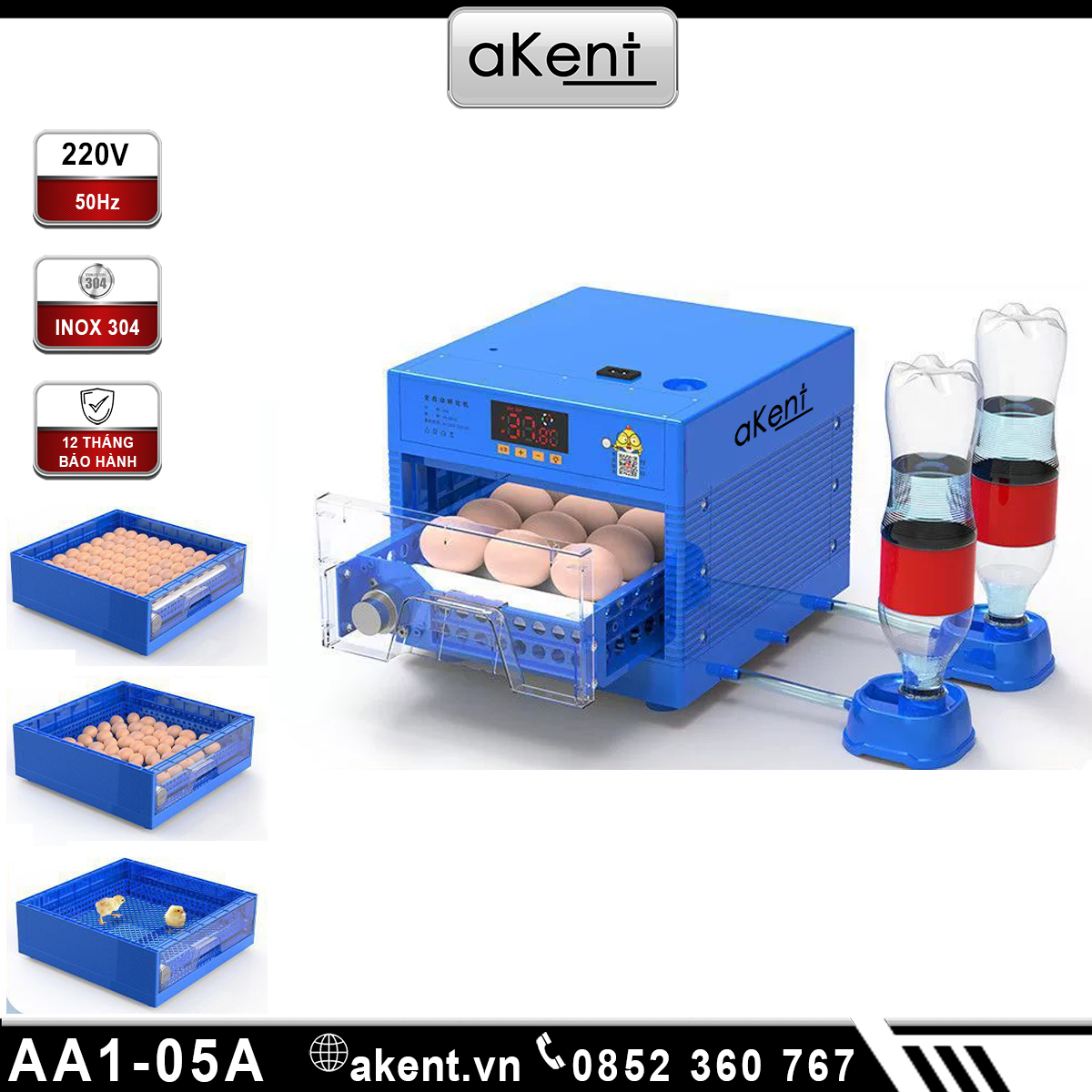 Máy ấp trứng nở trứng hộp ấp trứng tự động thông minh cỡ nhỏ gà vịt ngỗng bồ câu và chim cút AA1-05A