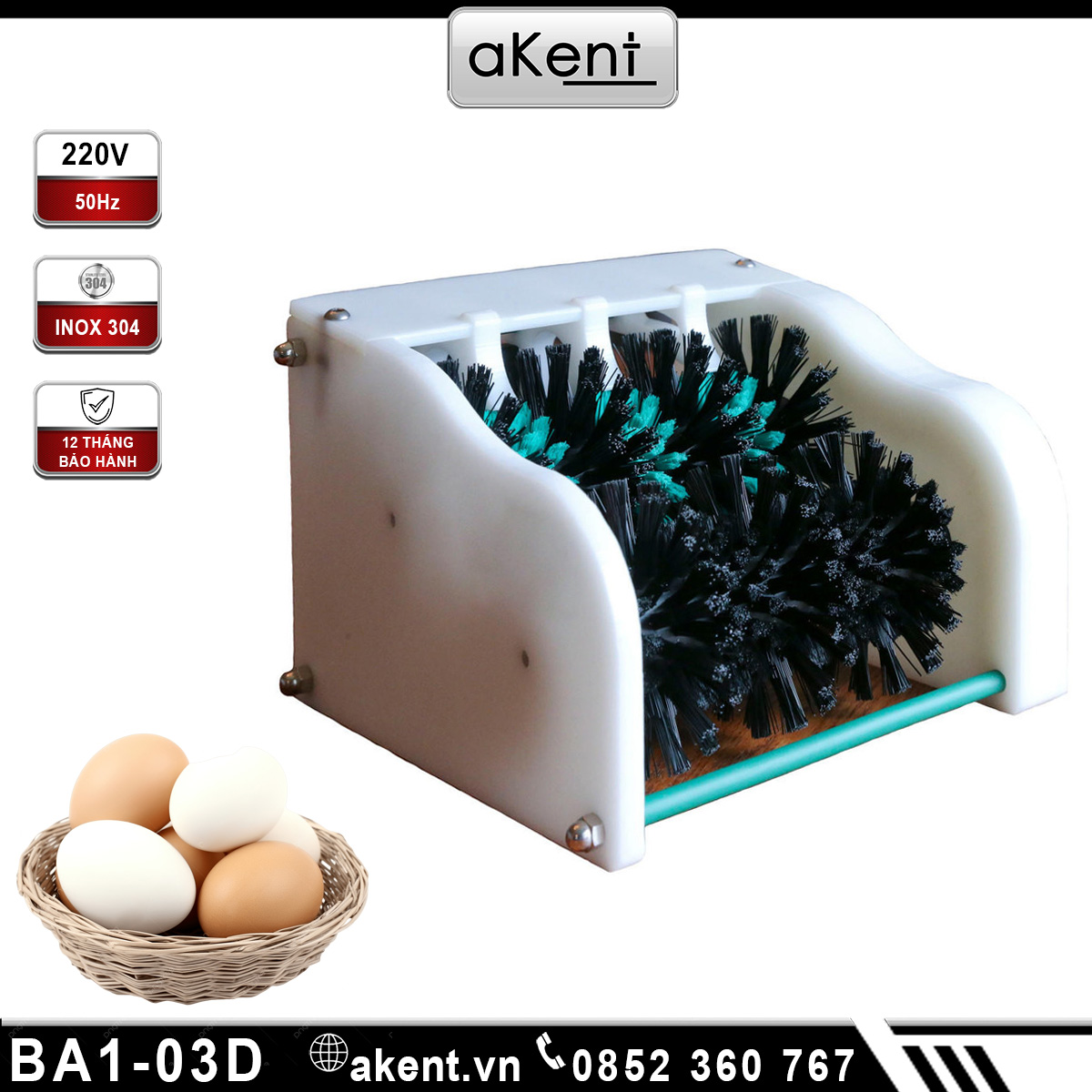 Máy rửa trứng gà vịt loại 3 trứng 1 lần loại nhỏ BA1-03D