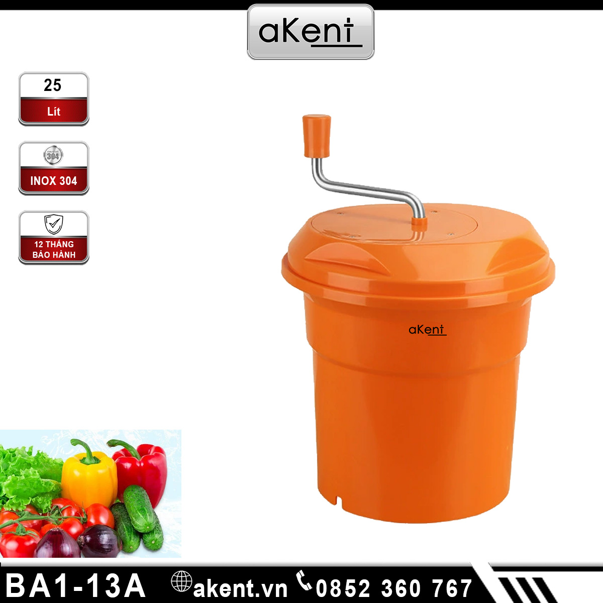 Dụng cụ vắt sấy ly tâm 25lít ráo nước tách khử nước rau quả BA1-13A